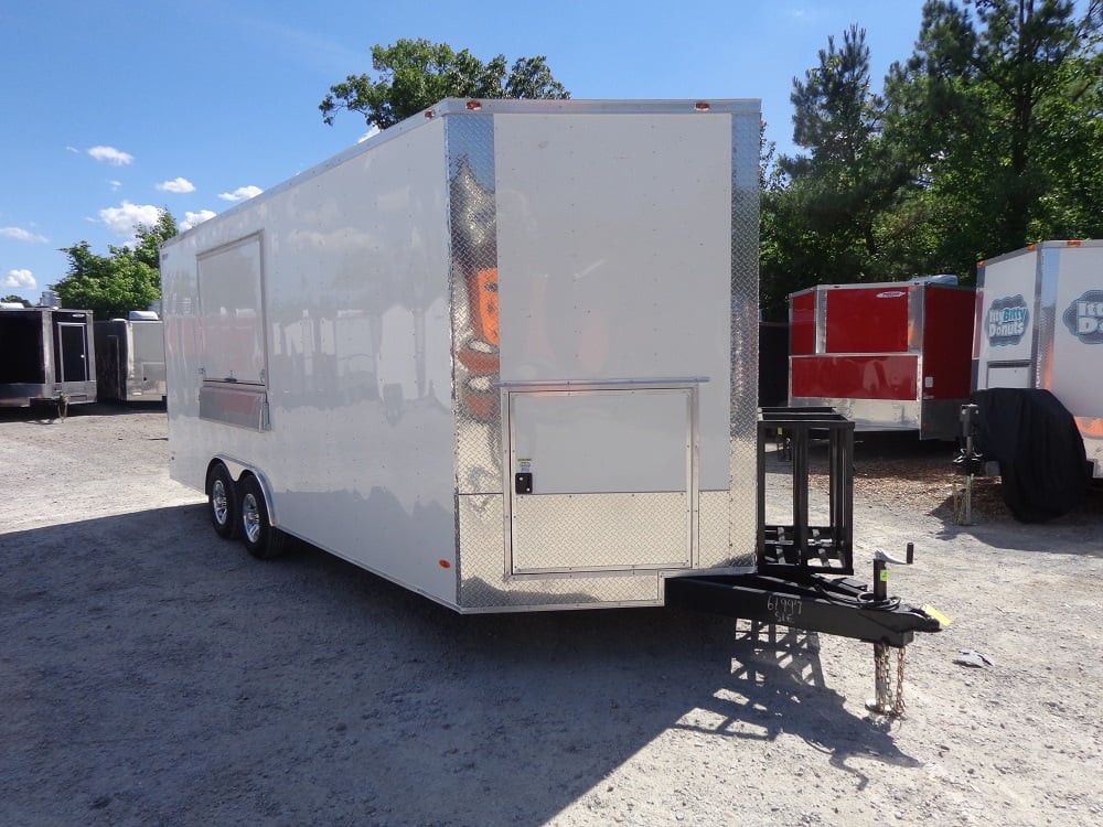 White 8.5' x 20' Event Catering Concession Food Trailer