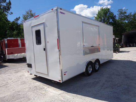 White 8.5' x 20' Event Catering Concession Food Trailer