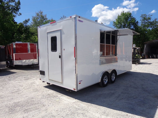 White 8.5' x 20' Event Catering Concession Food Trailer