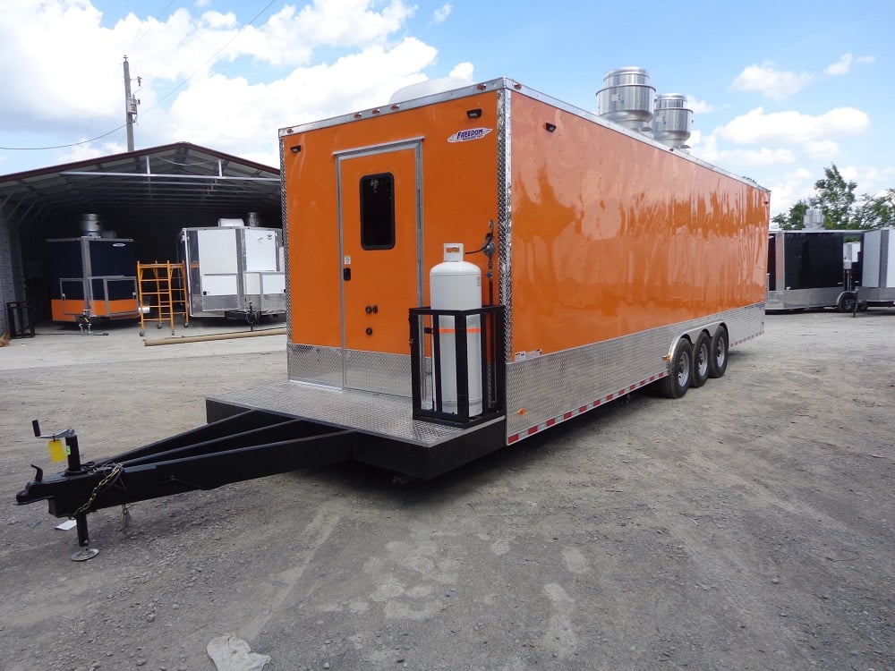 8.5' x 30' Orange Flat Nose Food Concession Trailer With Appliances