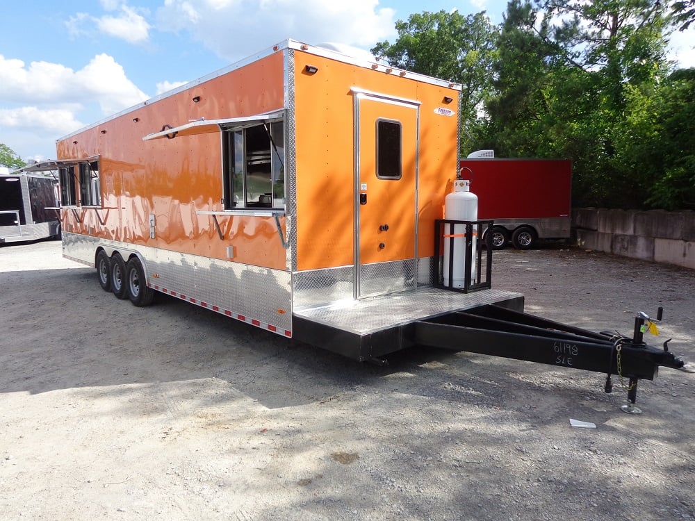 8.5' x 30' Orange Flat Nose Food Concession Trailer With Appliances