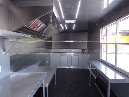 White 8.5' x 20' Event Catering Concession Food Trailer