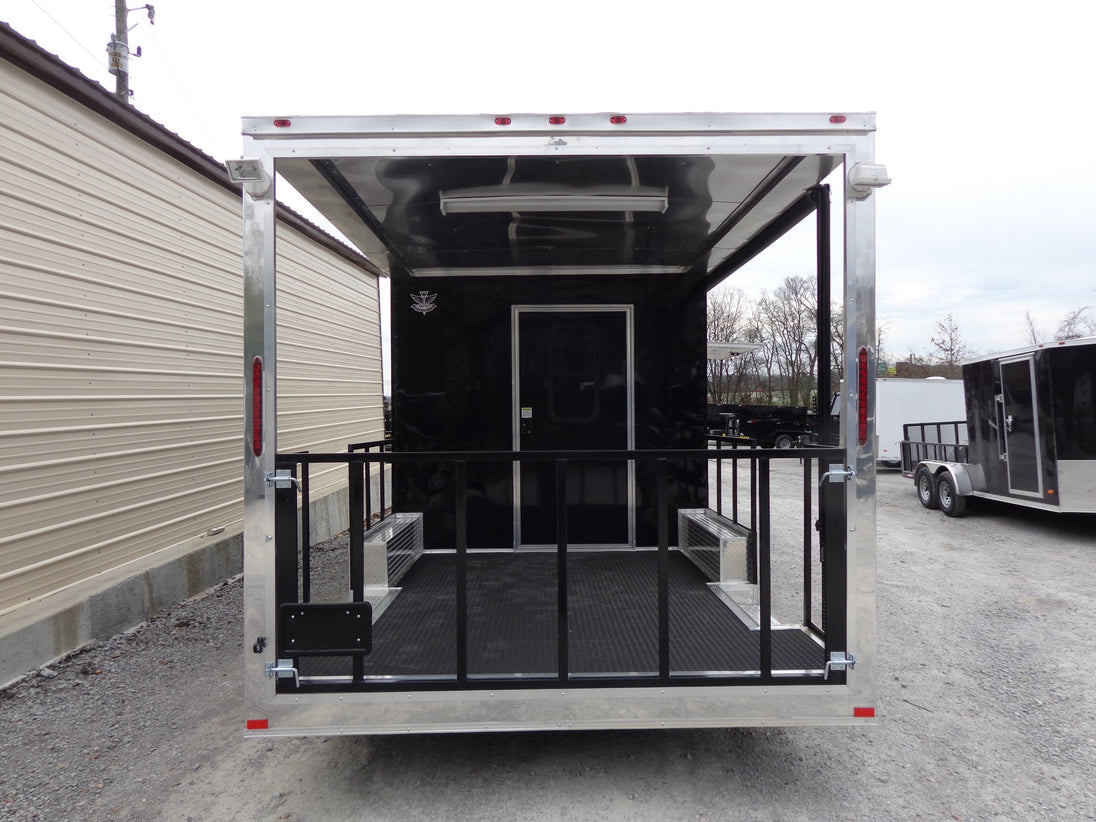 8.5' x 22' Black Porch Style Concession Trailer