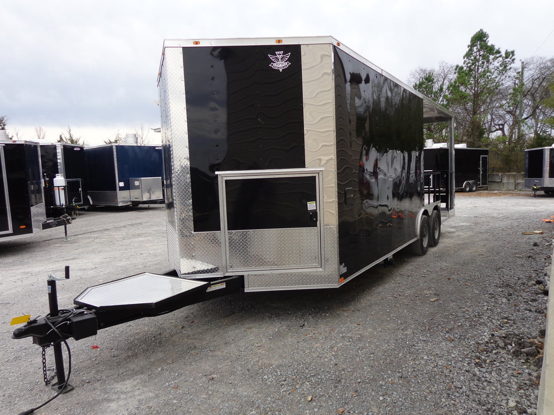 8.5' x 22' Black Porch Style Concession Trailer