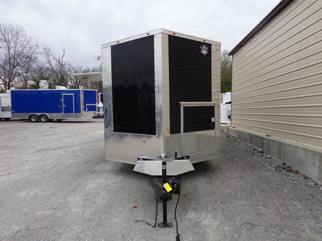 8.5' x 22' Black Porch Style Concession Trailer