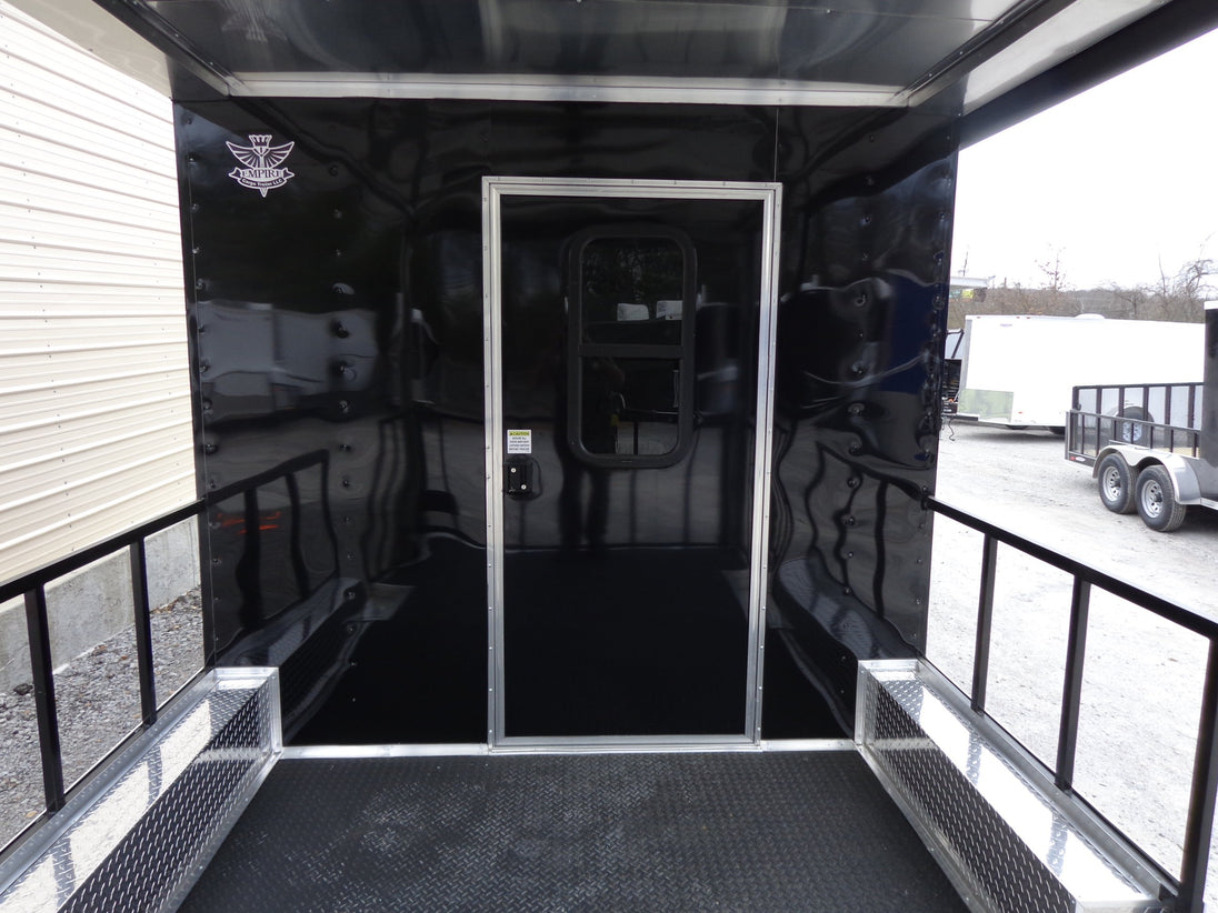 8.5' x 22' Black Porch Style Concession Trailer