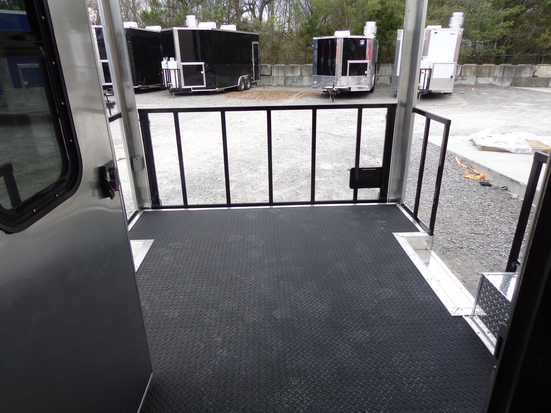 8.5' x 22' Black Porch Style Concession Trailer