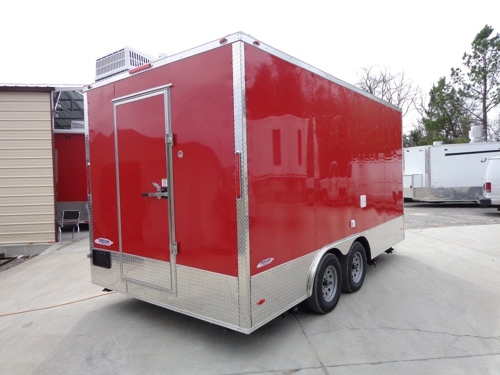 8.5x16 Victory Red Shower Bathroom Trailer