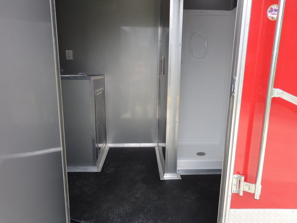 8.5x16 Victory Red Shower Bathroom Trailer