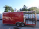 8.5' x 22' Flat Front Red Concession Porch Style Trailer With Appliances