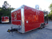 8.5' x 22' Flat Front Red Concession Porch Style Trailer With Appliances