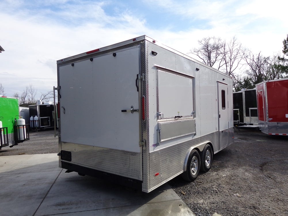 8.5' x 18' White Concession Food Trailer With Appliances