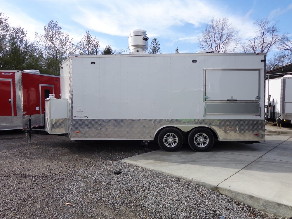 8.5' x 18' White Concession Food Trailer With Appliances