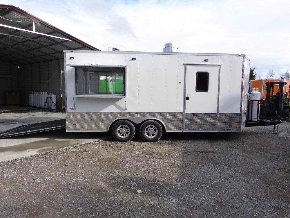 8.5' x 18' White Concession Food Trailer With Appliances