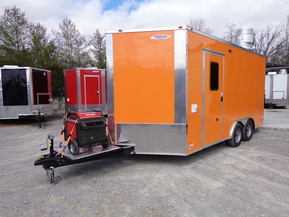 8.5' x 16' Orange Food Vending Concession Trailer