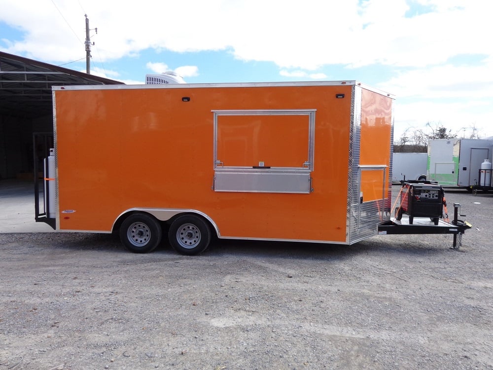 8.5' x 16' Orange Food Vending Concession Trailer