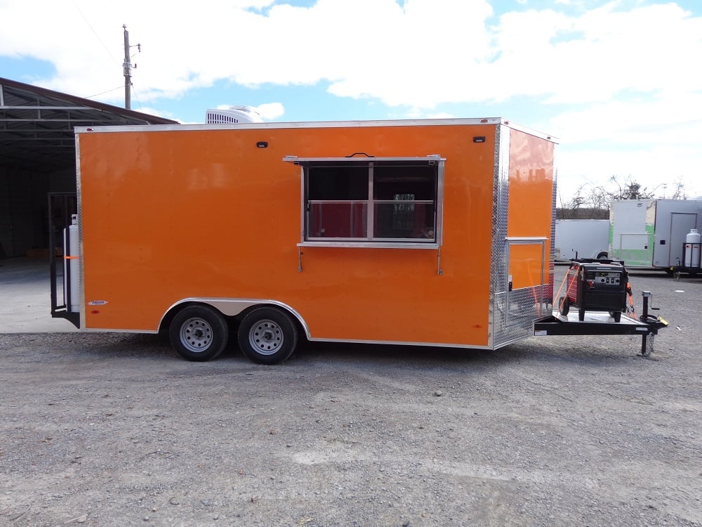 8.5' x 16' Orange Food Vending Concession Trailer