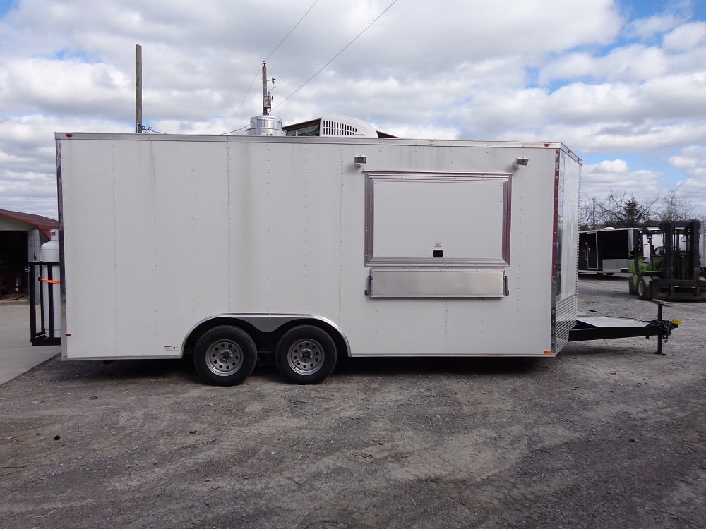 8.5' x 18' White Concession Trailer With Appliances