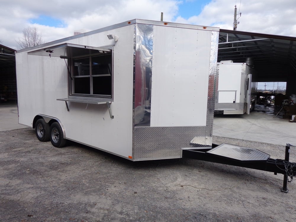 8.5' x 18' White Concession Trailer With Appliances