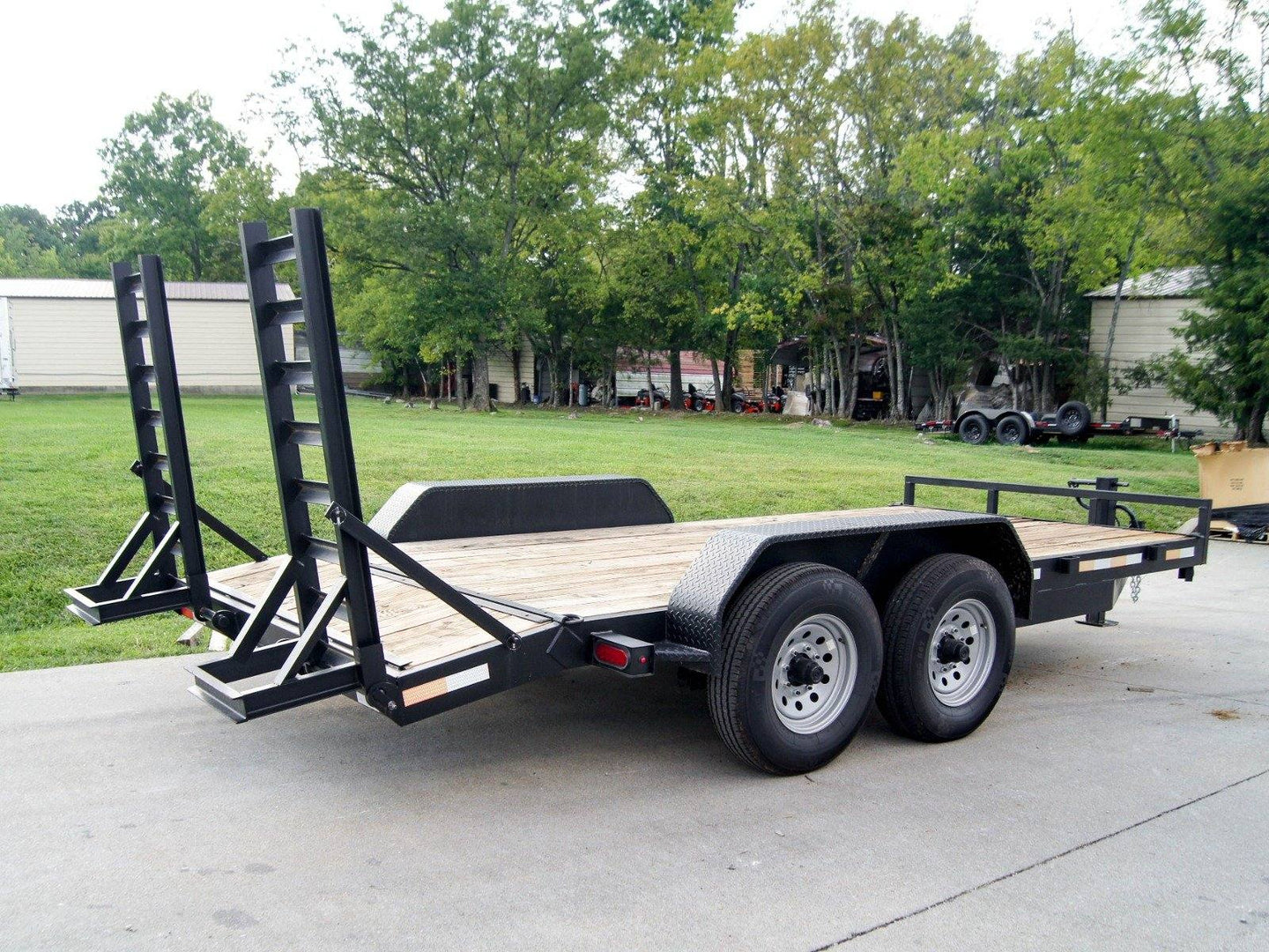 7x16 Equipment Trailer (2) 7K Axles with Standup Ramps