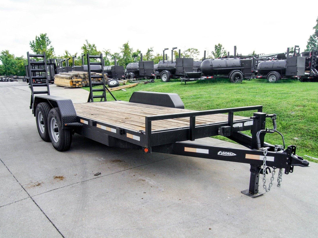 7x16 Equipment Trailer (2) 7K Axles with Standup Ramps