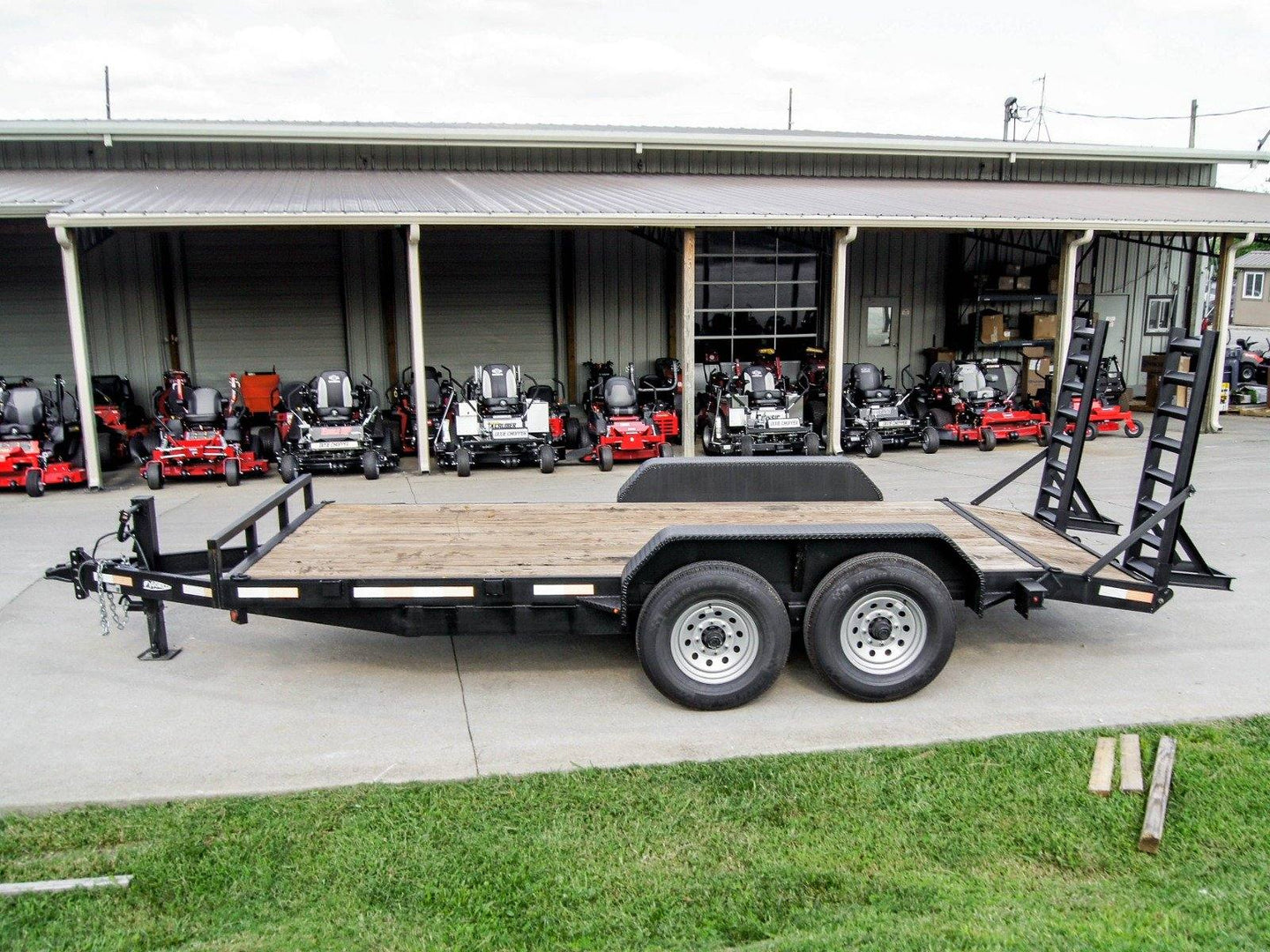 7x16 Equipment Trailer (2) 7K Axles with Standup Ramps