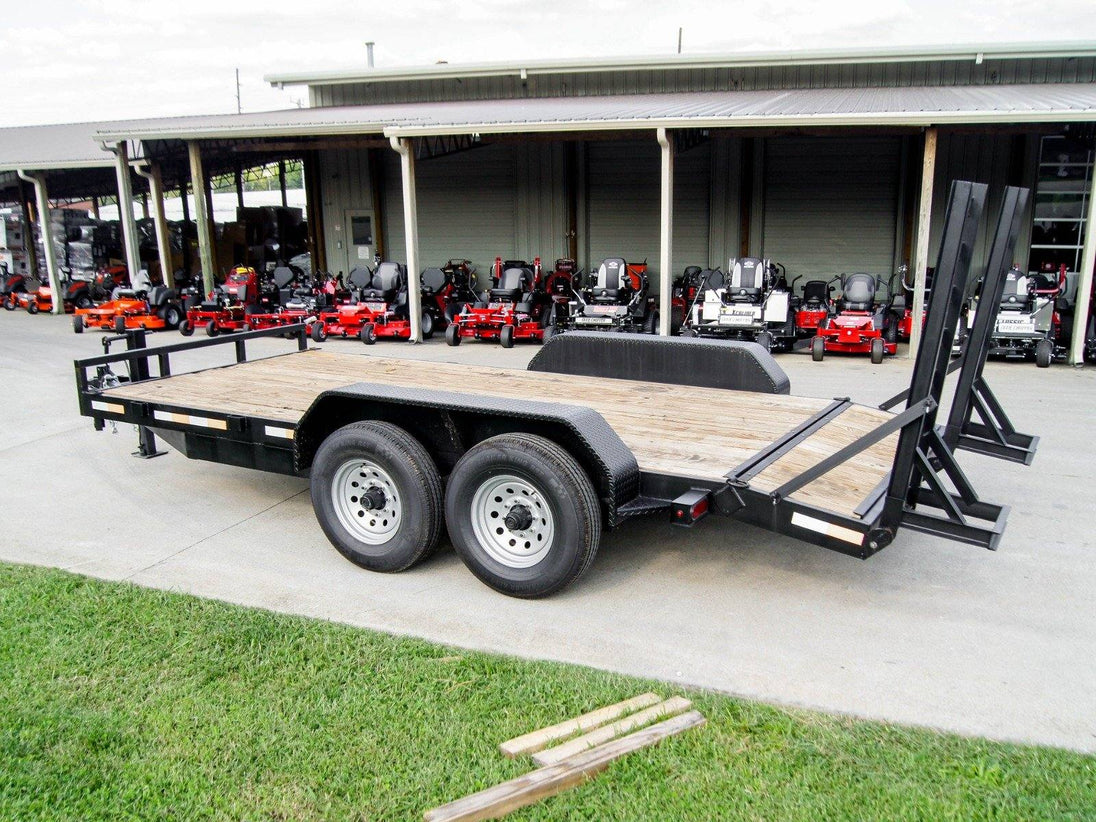 7x16 Equipment Trailer (2) 7K Axles with Standup Ramps