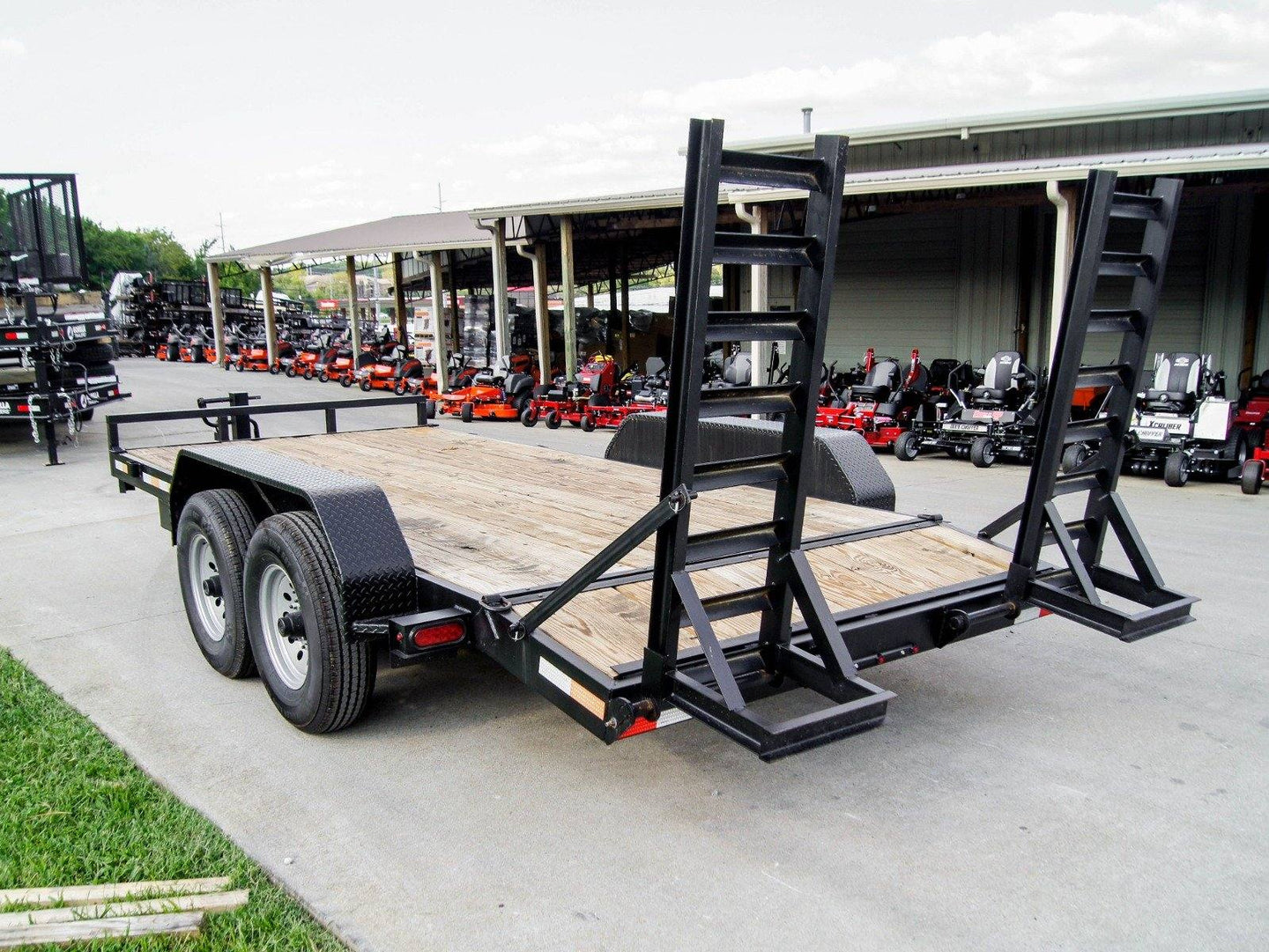7x16 Equipment Trailer (2) 7K Axles with Standup Ramps