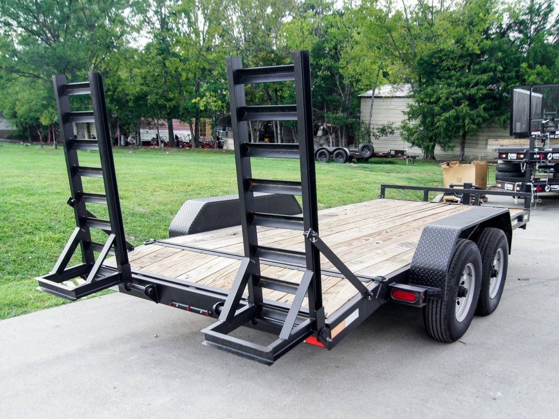 7x16 Equipment Trailer (2) 7K Axles with Standup Ramps
