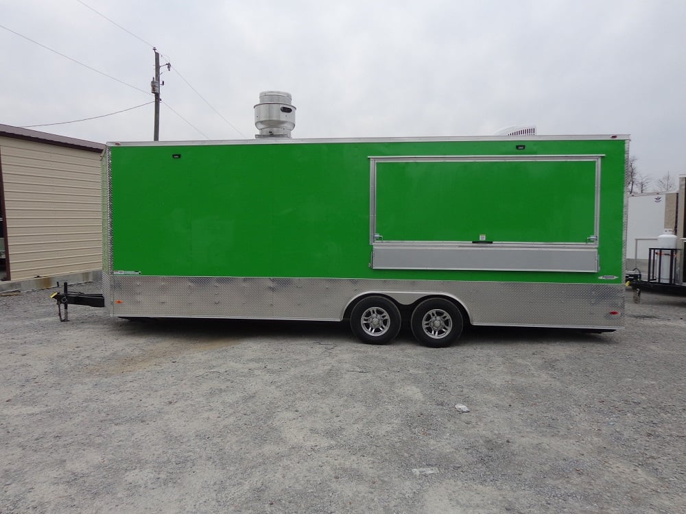 8.5' x 24' Lime Green Concession Food Trailer