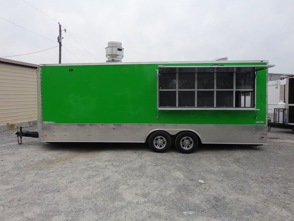 8.5' x 24' Lime Green Concession Food Trailer