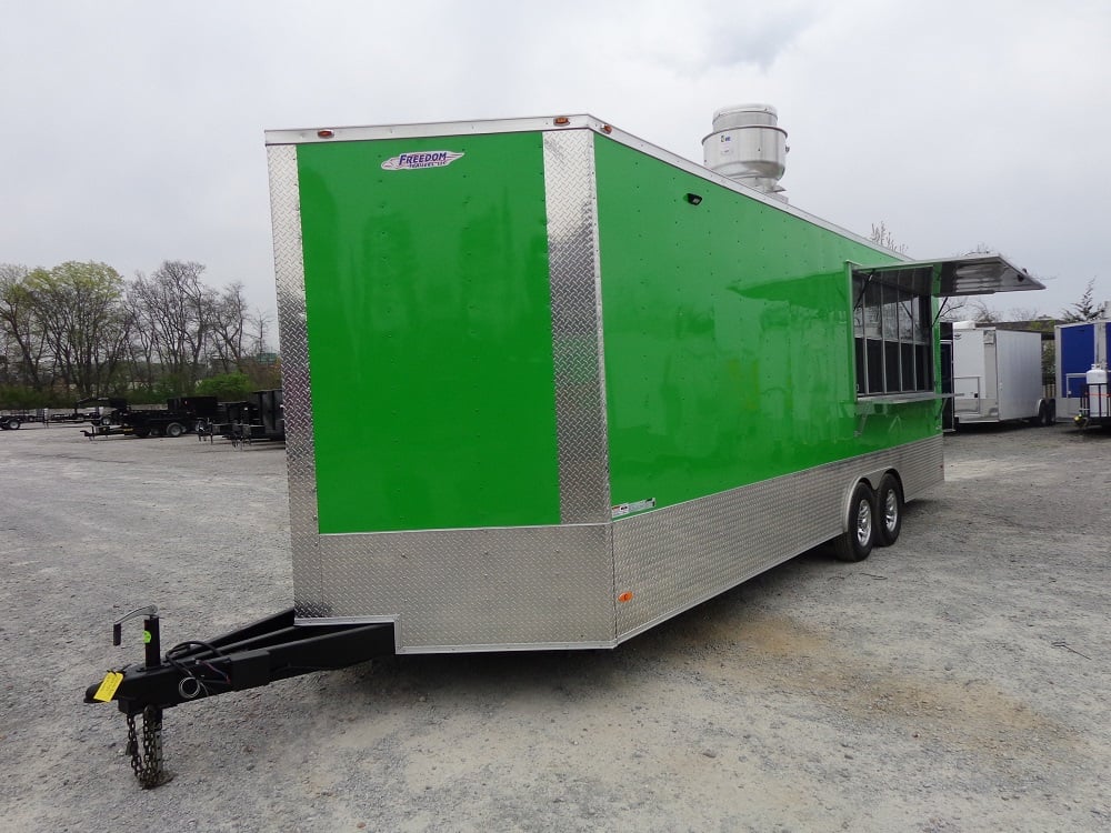 8.5' x 24' Lime Green Concession Food Trailer