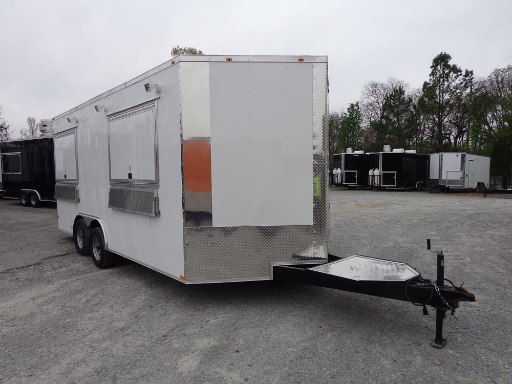 8.5' x 18' White Double Window Concession Food Trailer