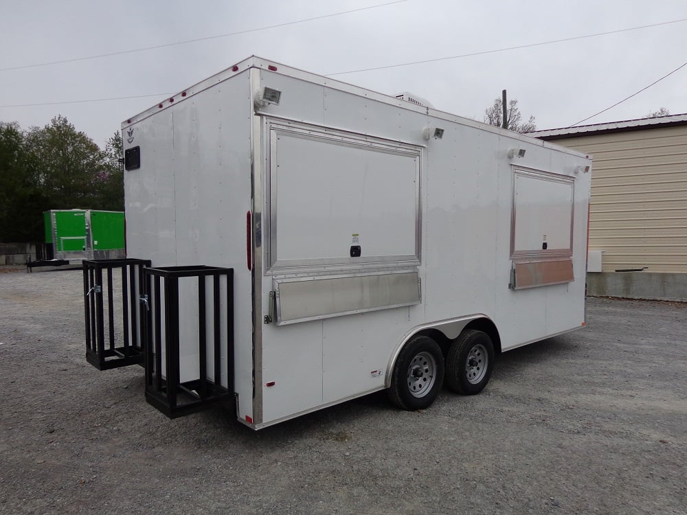 8.5' x 18' White Double Window Concession Food Trailer