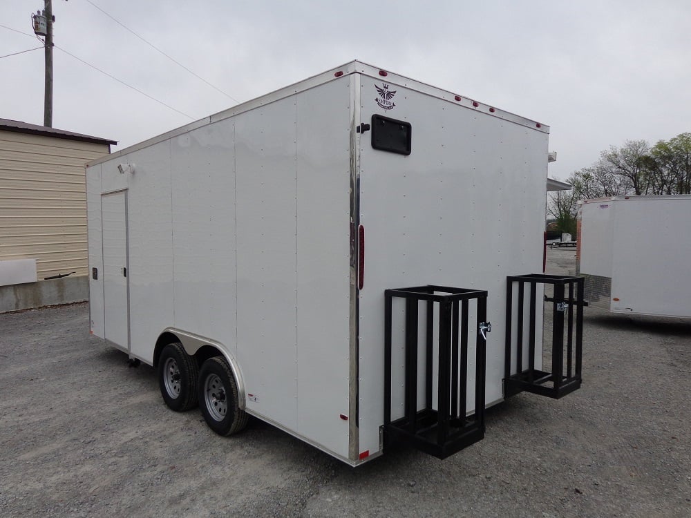 8.5' x 18' White Double Window Concession Food Trailer