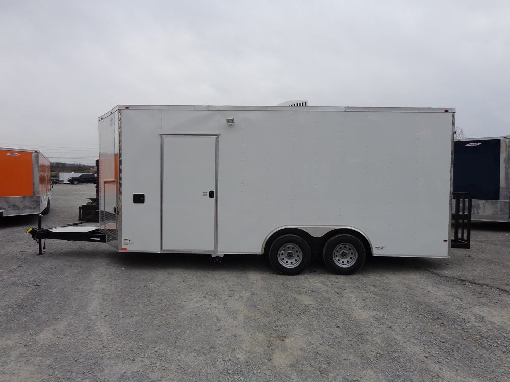 8.5' x 18' White Double Window Concession Food Trailer