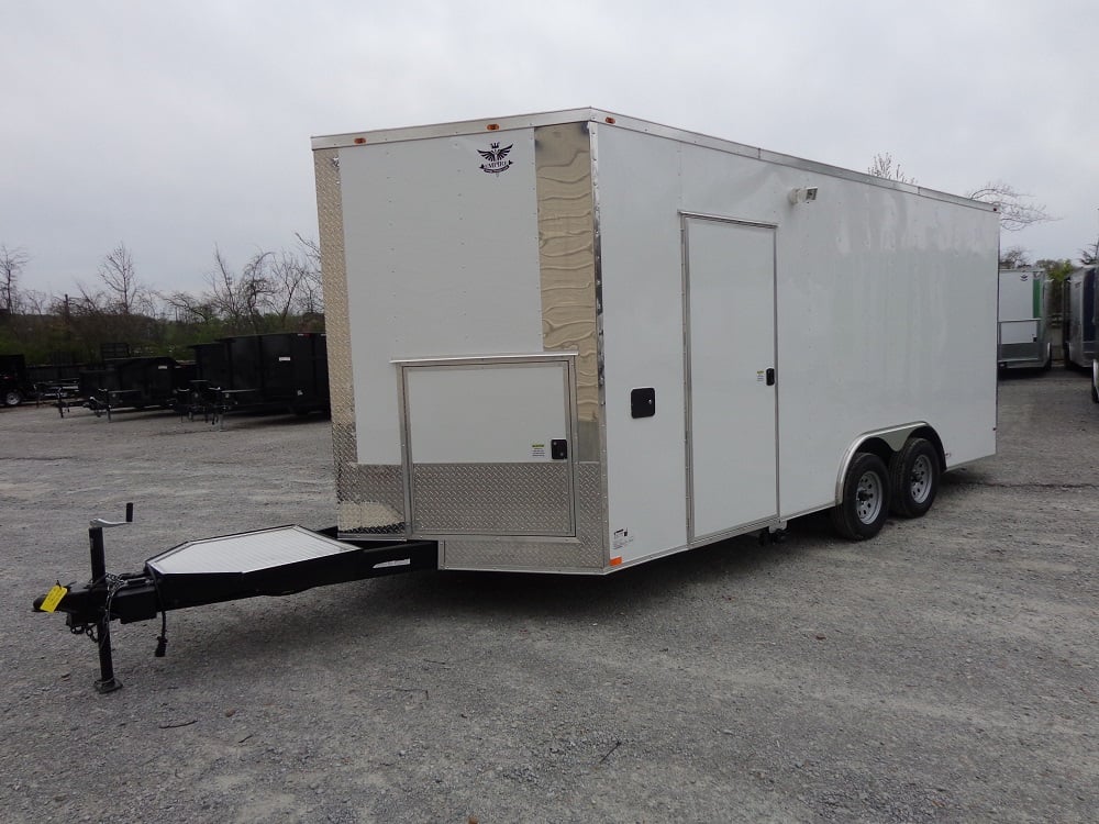 8.5' x 18' White Double Window Concession Food Trailer