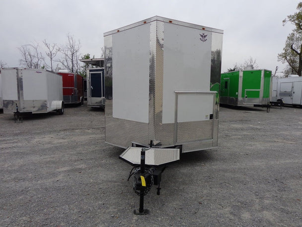 8.5' x 18' White Double Window Concession Food Trailer