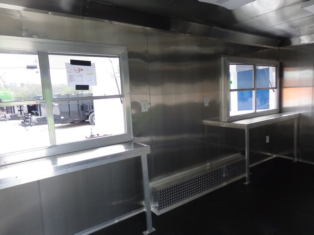 8.5' x 18' White Double Window Concession Food Trailer