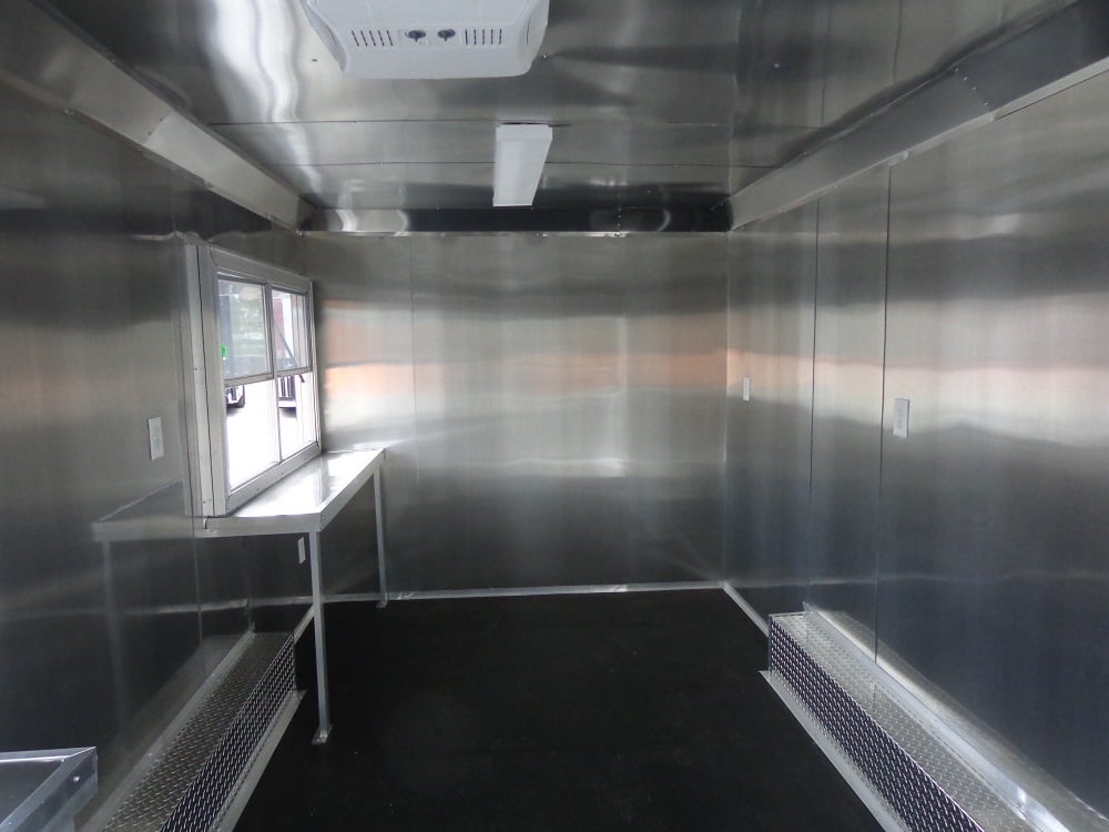 8.5' x 18' White Double Window Concession Food Trailer