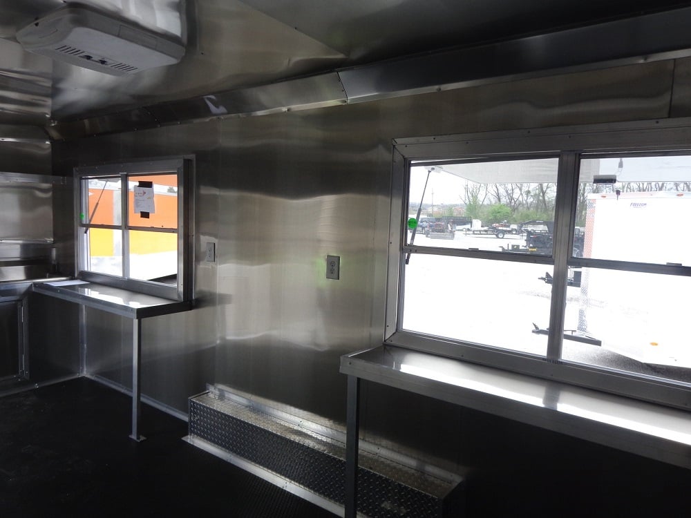 8.5' x 18' White Double Window Concession Food Trailer