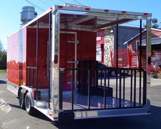 Concession Trailer 8.5'x20' BBQ Smoker Catering Event (Red)