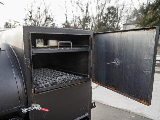 Smoker Trailer Wood 59" x 29" Charcoal Pit Wood Cage BBQ Cooker Front Angle