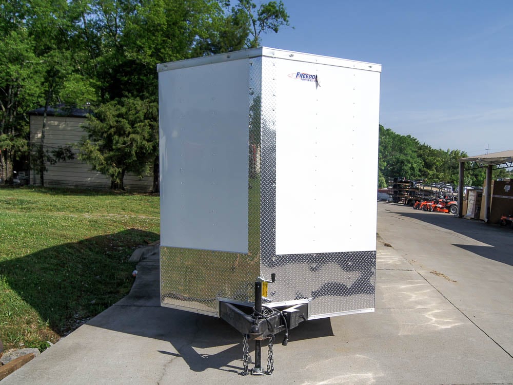 7x20 Enclosed Trailer White - Silver ATP Barn Door (2) 3500lb Axles