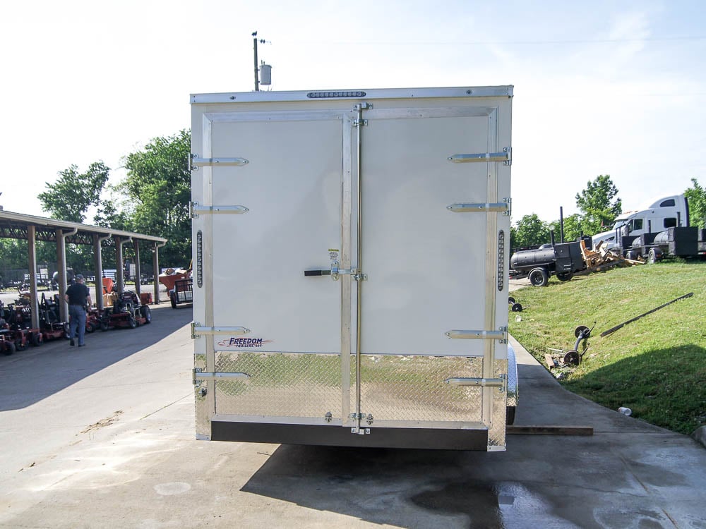 7x20 Enclosed Trailer White - Silver ATP Barn Door (2) 3500lb Axles