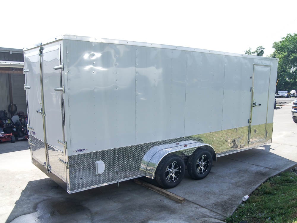 7x20 Enclosed Trailer White - Silver ATP Barn Door (2) 3500lb Axles