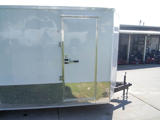 7x20 Enclosed Trailer White - Silver ATP Barn Door (2) 3500lb Axles