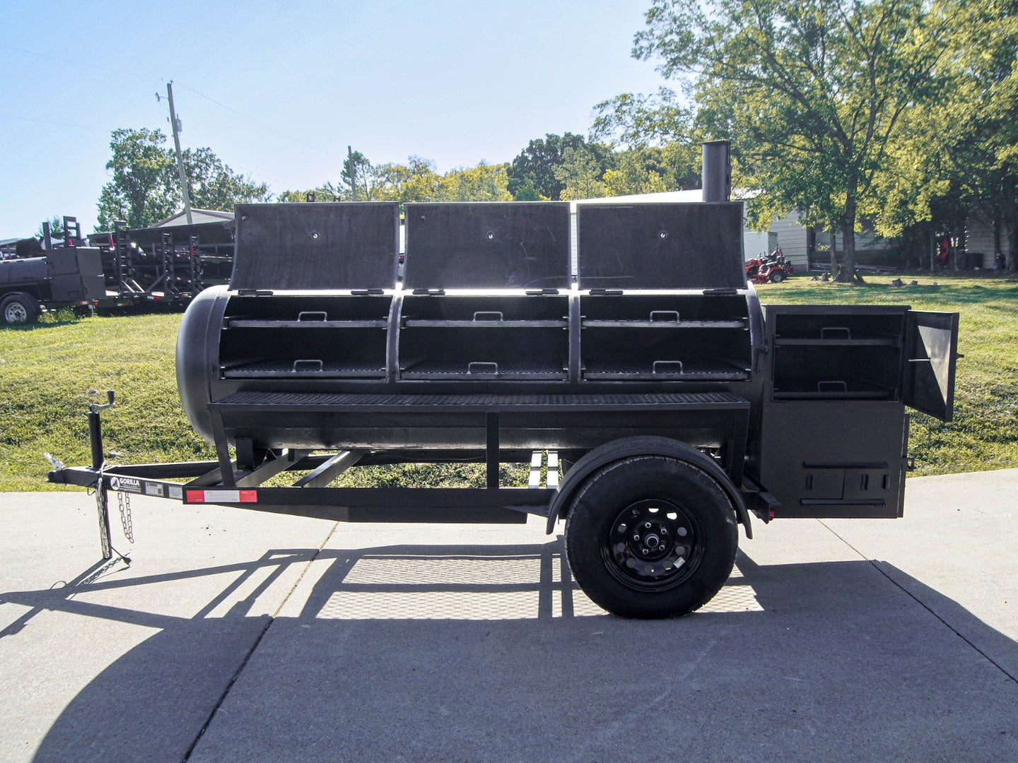 BBQ Smoker 330 Gallon Trailer Pull Behind with Wood Cage