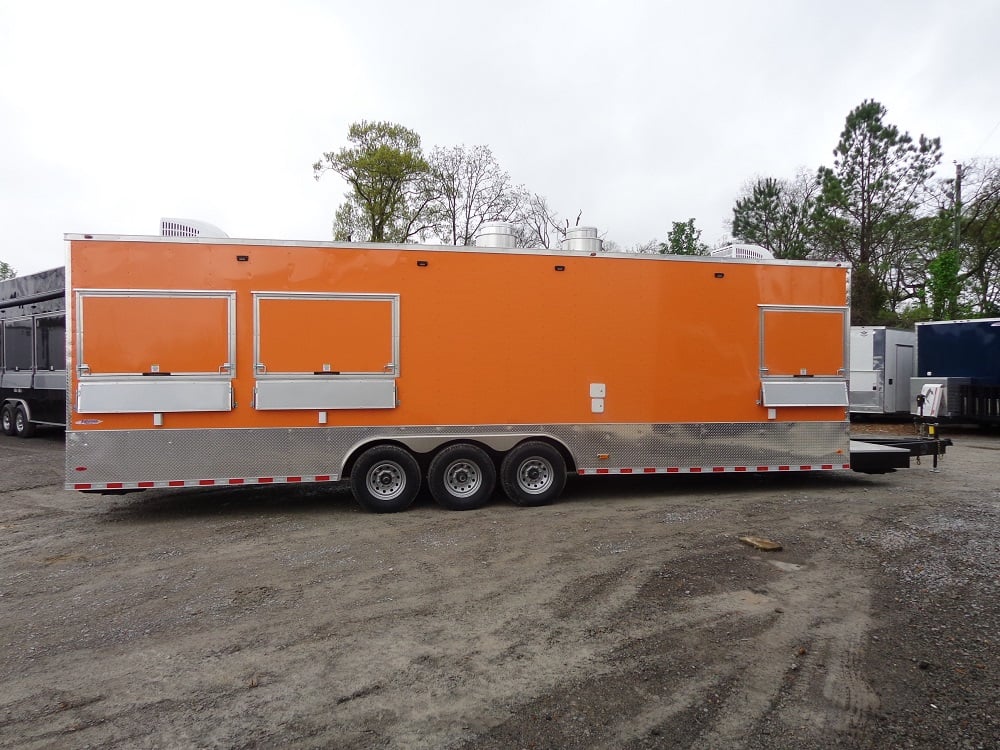 8.5' x 30' Orange Flat Nose Food Concession Trailer With Appliances