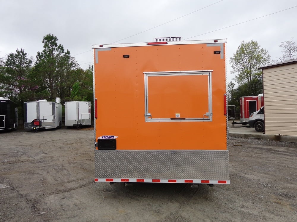 8.5' x 30' Orange Flat Nose Food Concession Trailer With Appliances